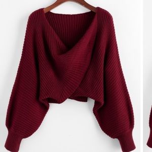 Twist Asymmetric Crop Top—Red Wine